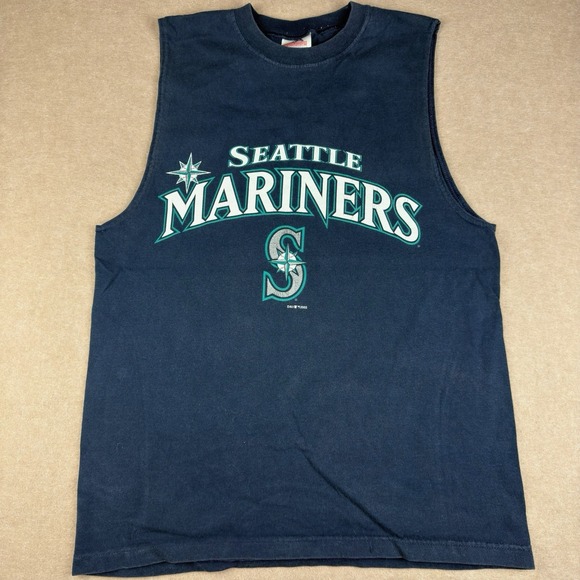 Alstyle Apparel & Activewear AAA Other - Y2K Seattle Mariners Sleeveless Shirt Mens‎ M Navy MLB Logo Baseball 2002